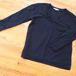 Ann Taylor Waffleknit long sleeve black T shirt (lightweight sweatshirt)